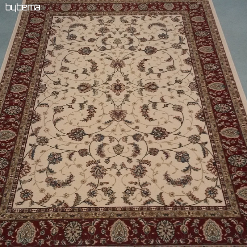 Tappeto classico in lana ORIENT crema, finiture bordeaux