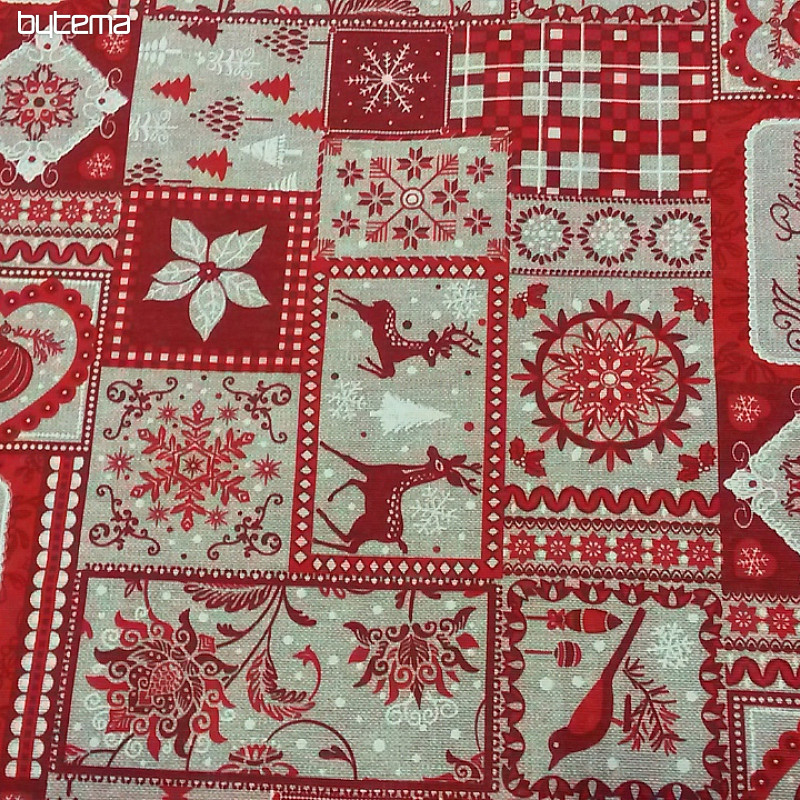 Tessuto decorativo natalizio TIROL rosso