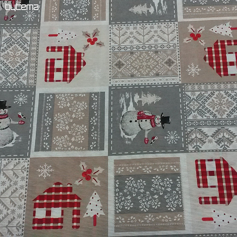 Tessuto decorativo natalizio BABBO NATALE grigio
