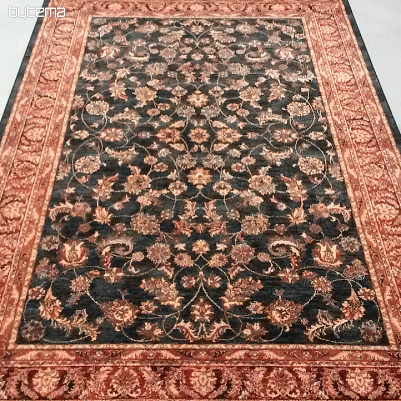 Lussuosi tappeti in lana ROYAL all-over flower verde/nero