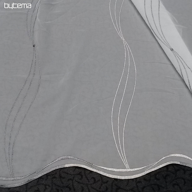 Tenda di lusso ricamata bianco - grigio/beige GERSTER 556/0810