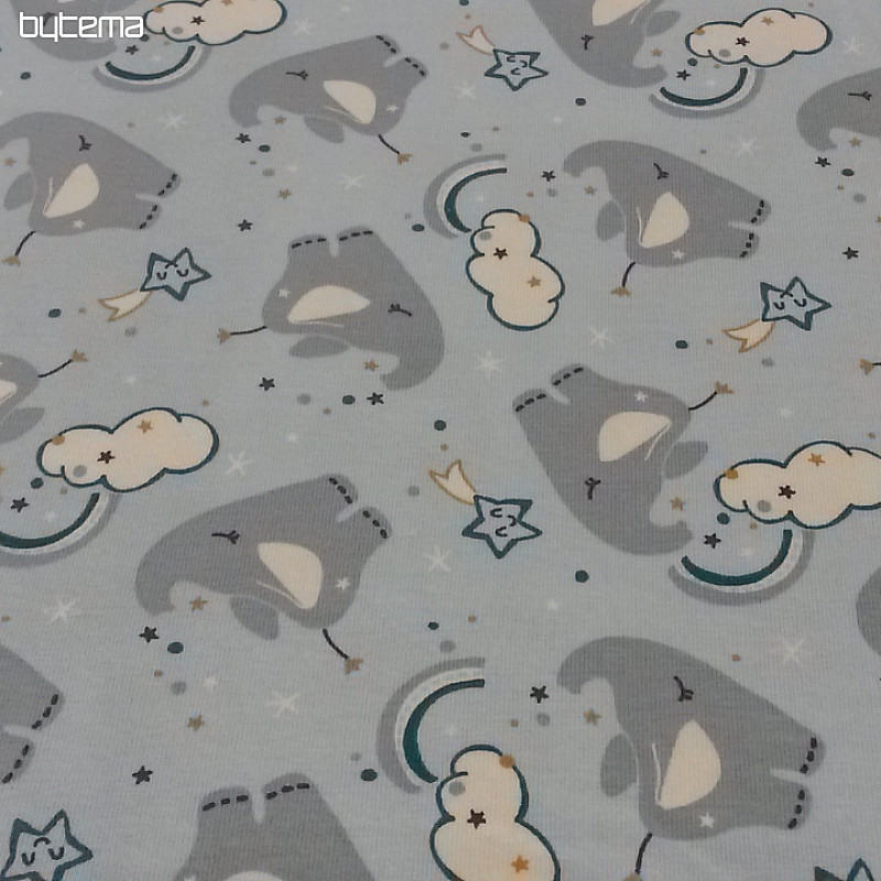Maglia in cotone con stampa ELEFANTE blu
