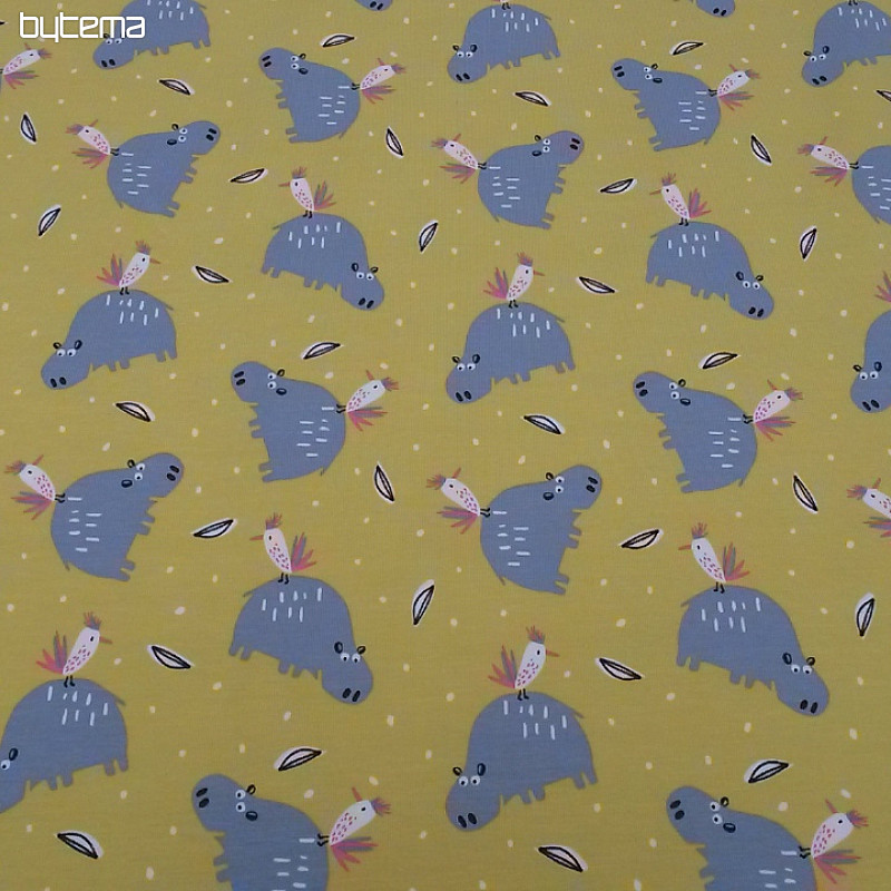 Maglia di cotone stampa HIPPO HIPIZ giallo