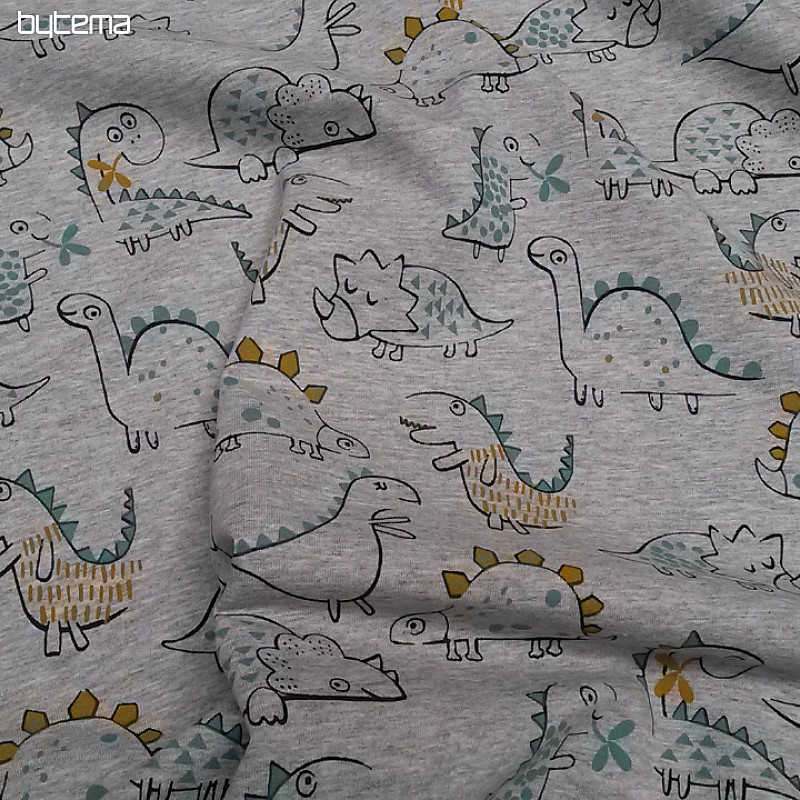 Maglia di cotone con stampa DINOSAURO grigia