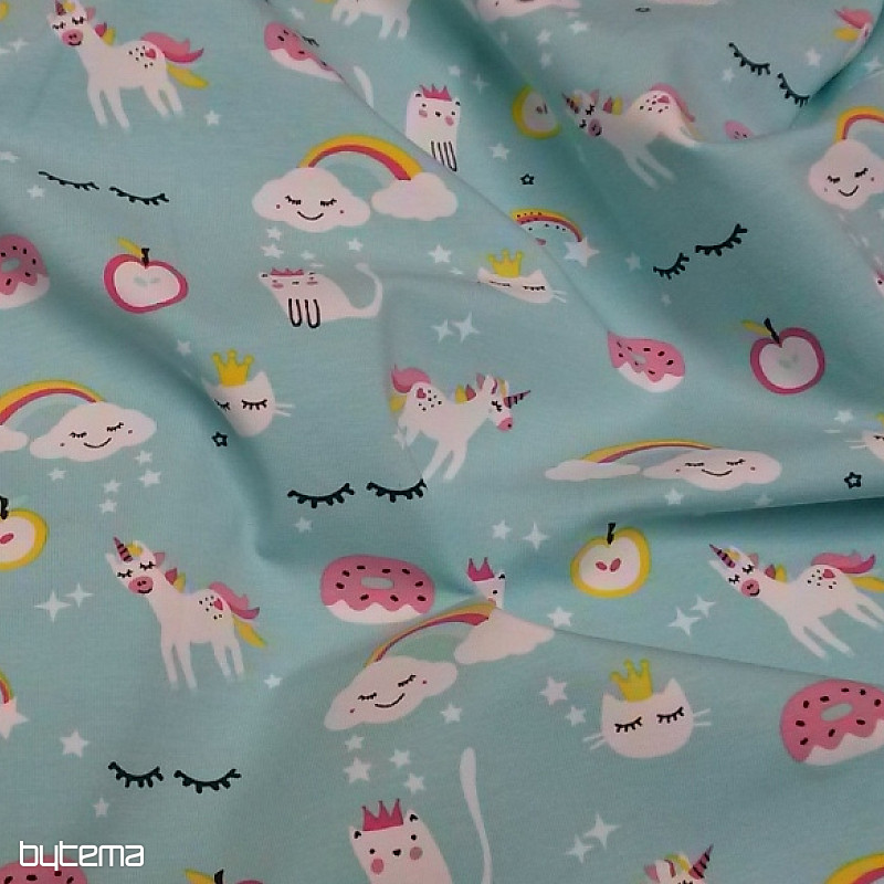 Maglia di cotone stampa MAGICLAND turchese