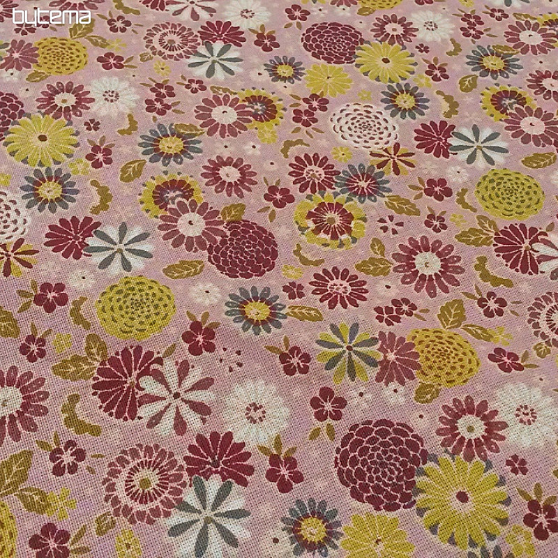 Tessuto di cotone MISAKI fiori fucsia