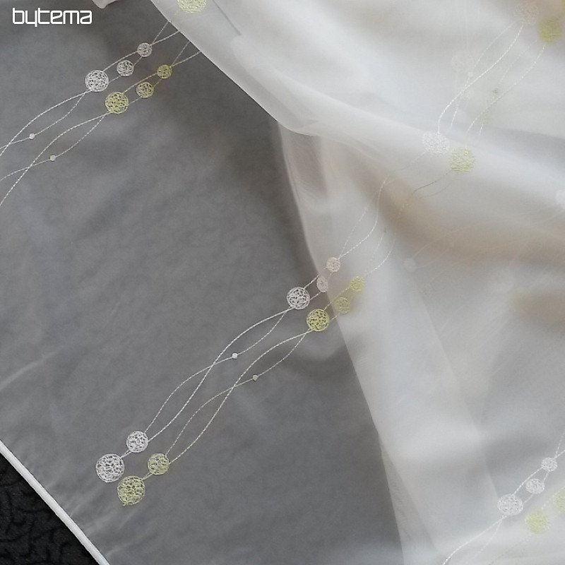 Tenda in voile con ricamo verde Gerster 11115/500
