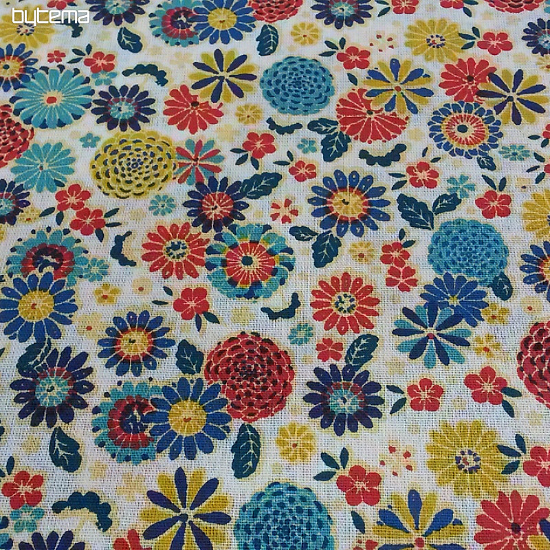 Tessuto di cotone MISAKI fiori crema