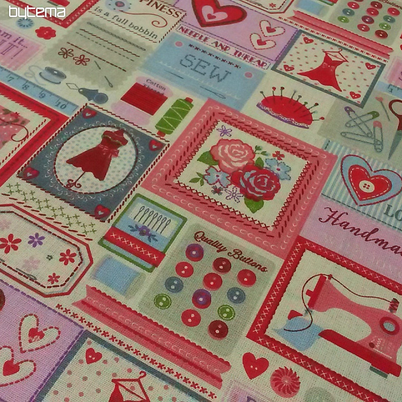 Tessuto di cotone SALONE DA CUCITO rosa