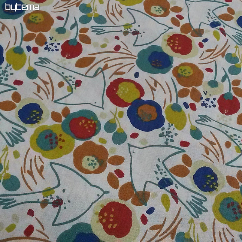 Tessuto di cotone UCCELLI E FIORI