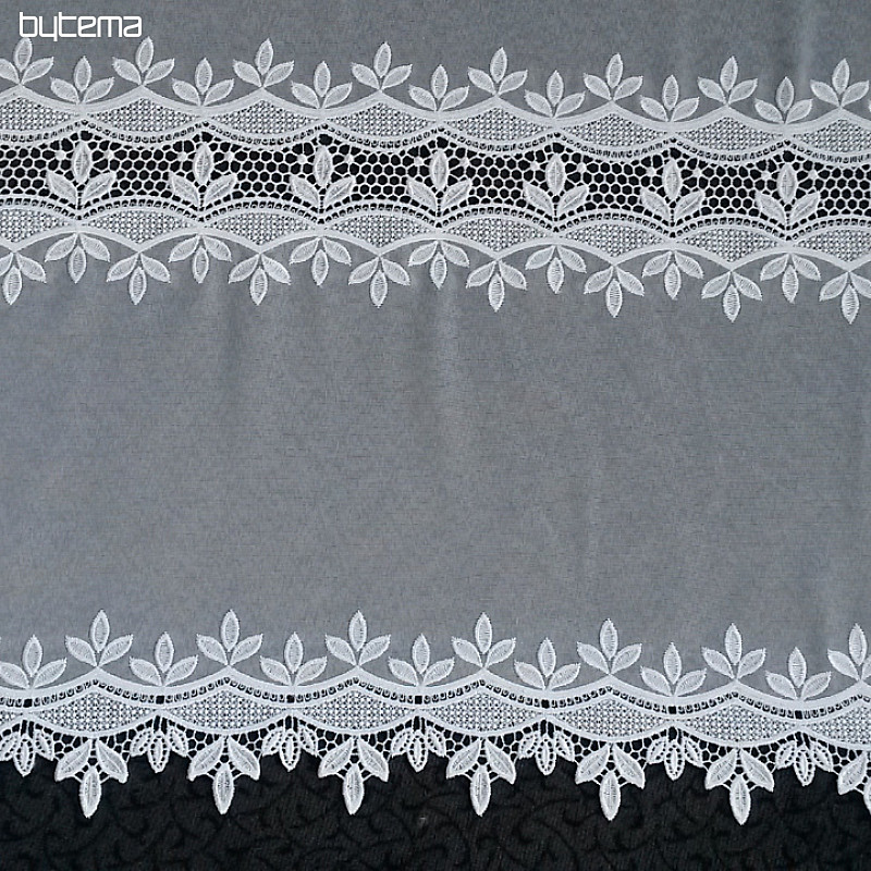 Tenda di lusso ricamata GERSTER 11388 foglie bianche