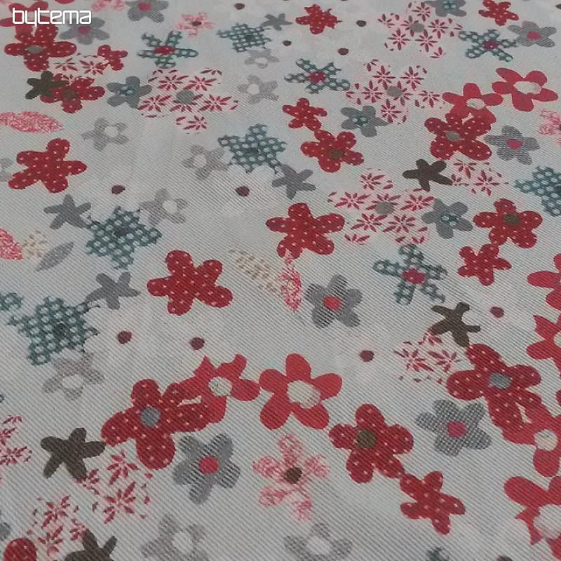 Tessuto decorativo per bambini FLOWERS rosso