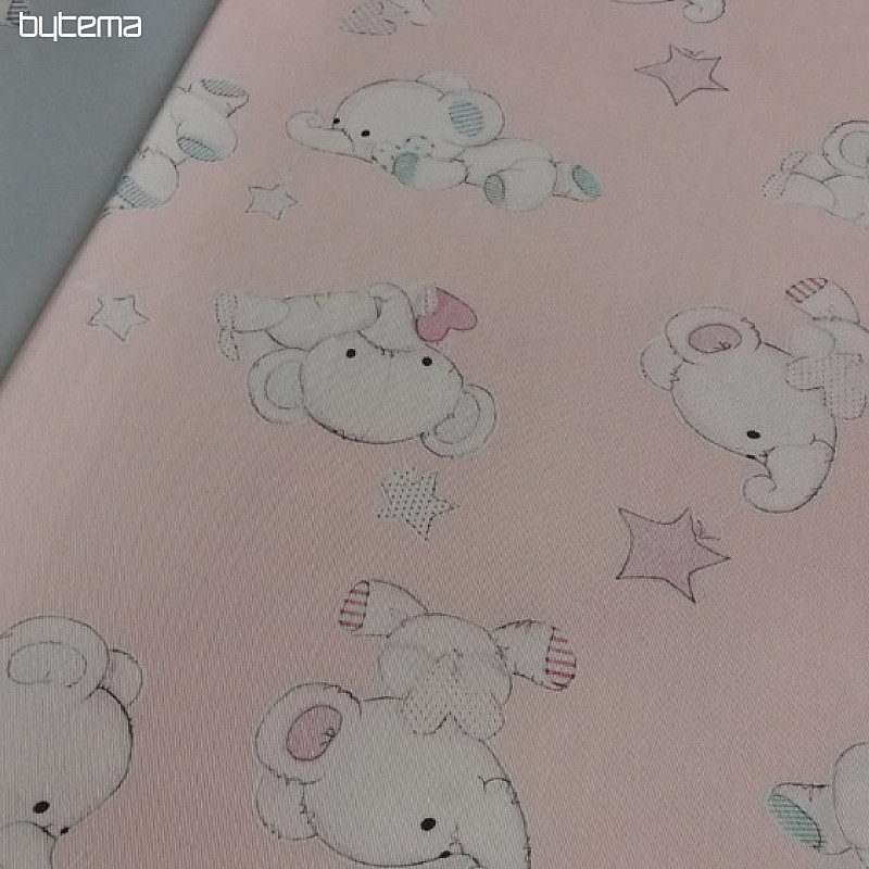 Tessuto decorativo per bambini SLONI rosa