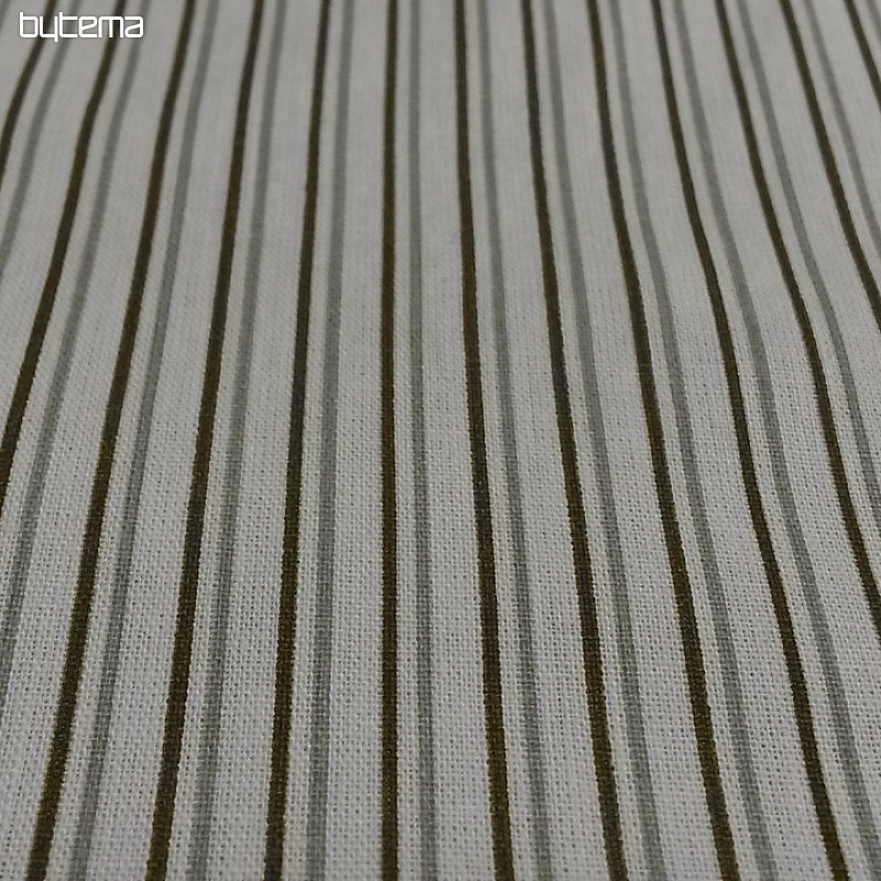 Tessuto di cotone STRIP marrone menta
