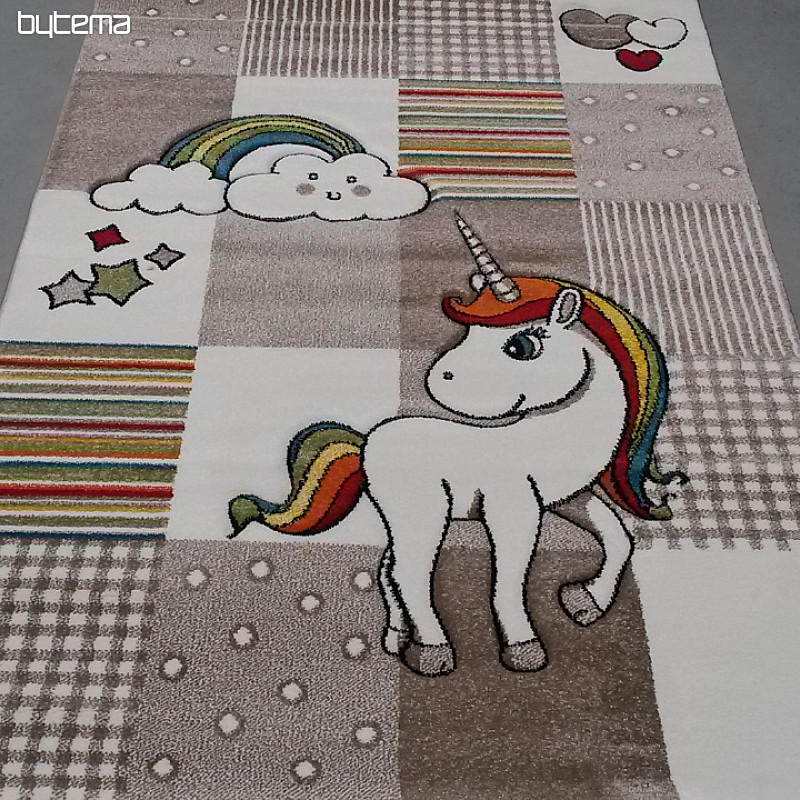 Tappeto per bambini Unicorno beige