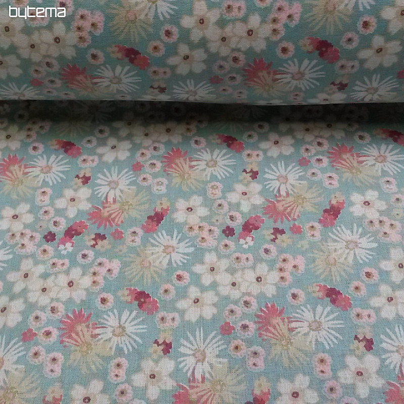 Tessuto decorativo ZINIA fiori di menta