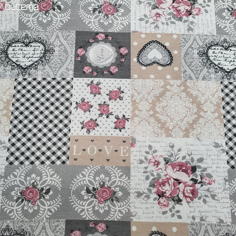 Tessuto decorativo LIA patchwork grigio