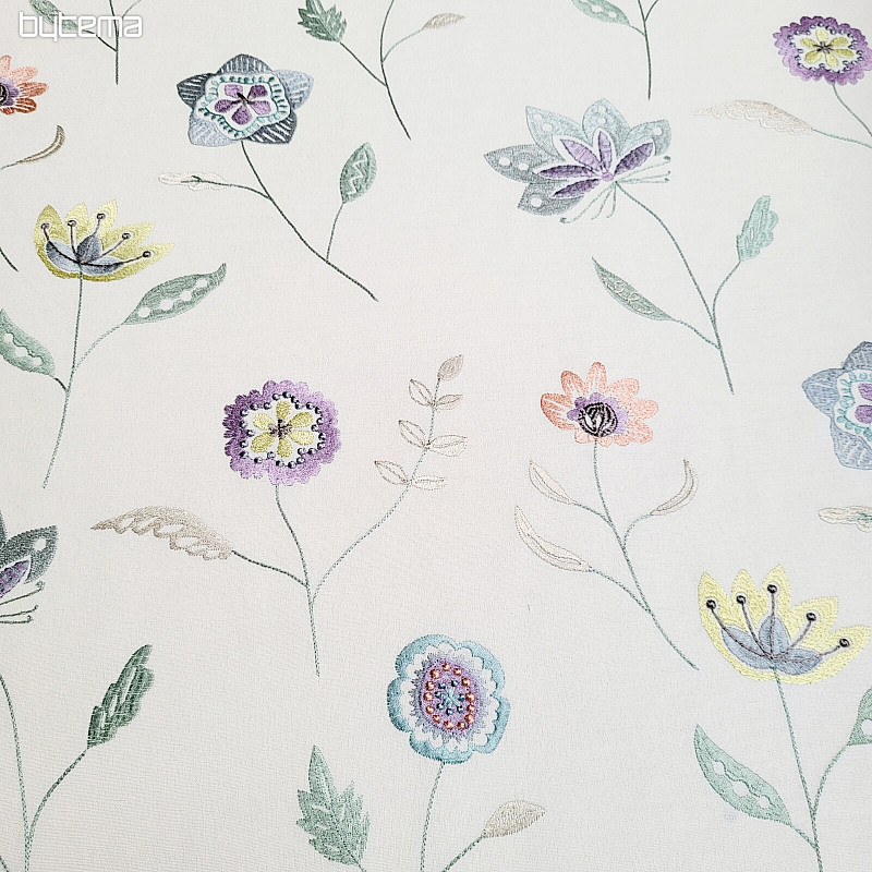 Tessuto decorativo ricamato con fiori RICHMOND viola