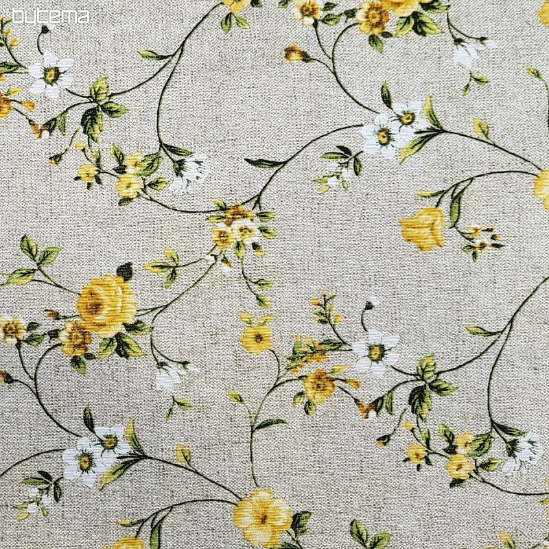 Tessuto decorativo Fiori RAME giallo
