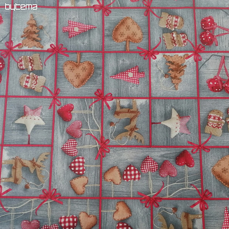 Tessuto decorativo COUNTRY Natale grigio