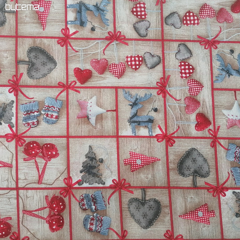 Tessuto decorativo COUNTRY Natale marrone