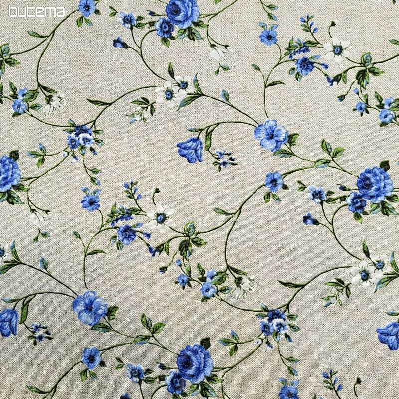 Tessuto decorativo Fiori RAME blu