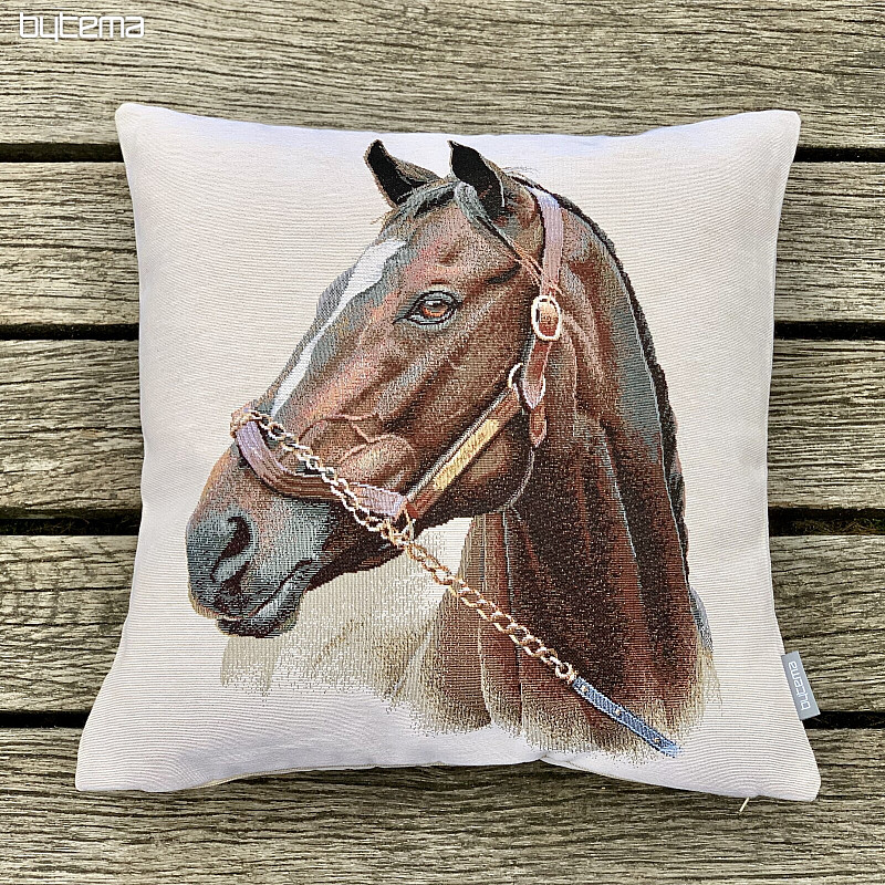 Fodera per cuscino gobelin CAVALLO MARRONE