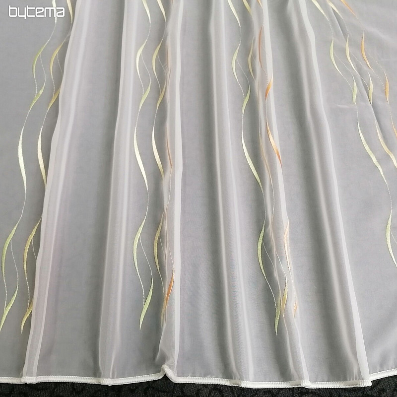 Tenda in voile con ricamo Gerster verde, giallo, arancione 195/0057/70