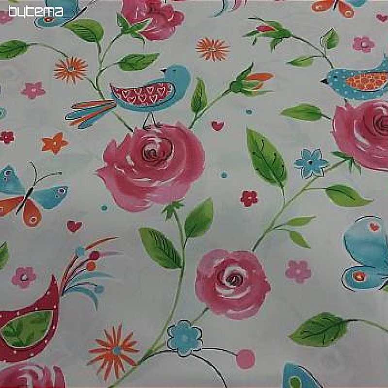 Tessuto decorativo UCCELLI rosa