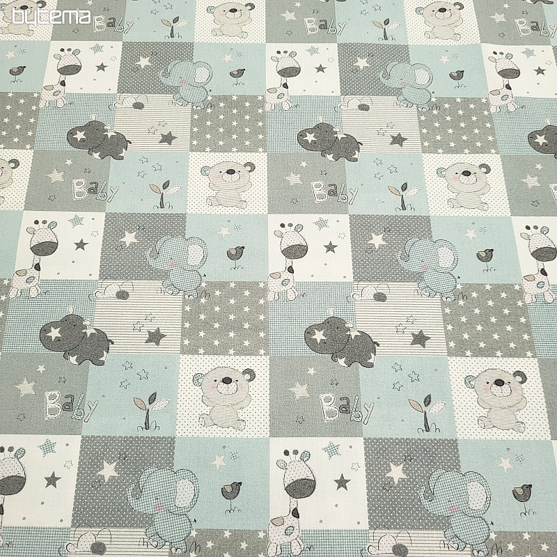 Tessuto di cotone BABY ZOO blu