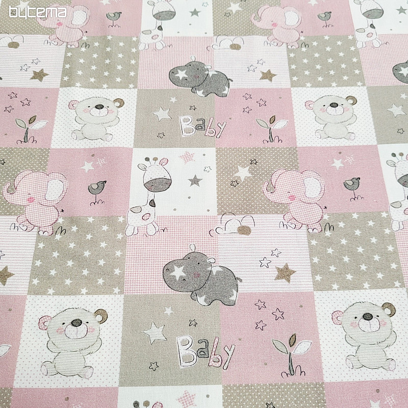 Tessuto di cotone BABY ZOO rosa