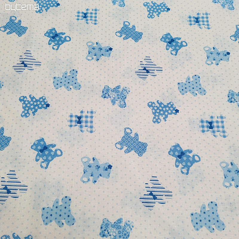 Tessuto di cotone BABY TEDDY blu