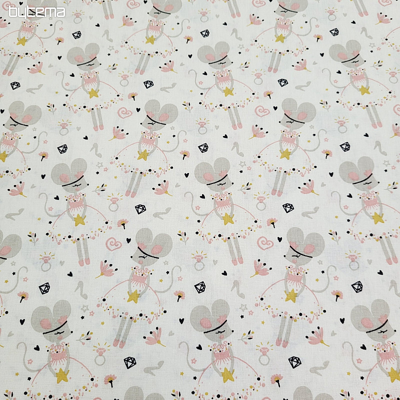 Tessuto di cotone MICE grigio