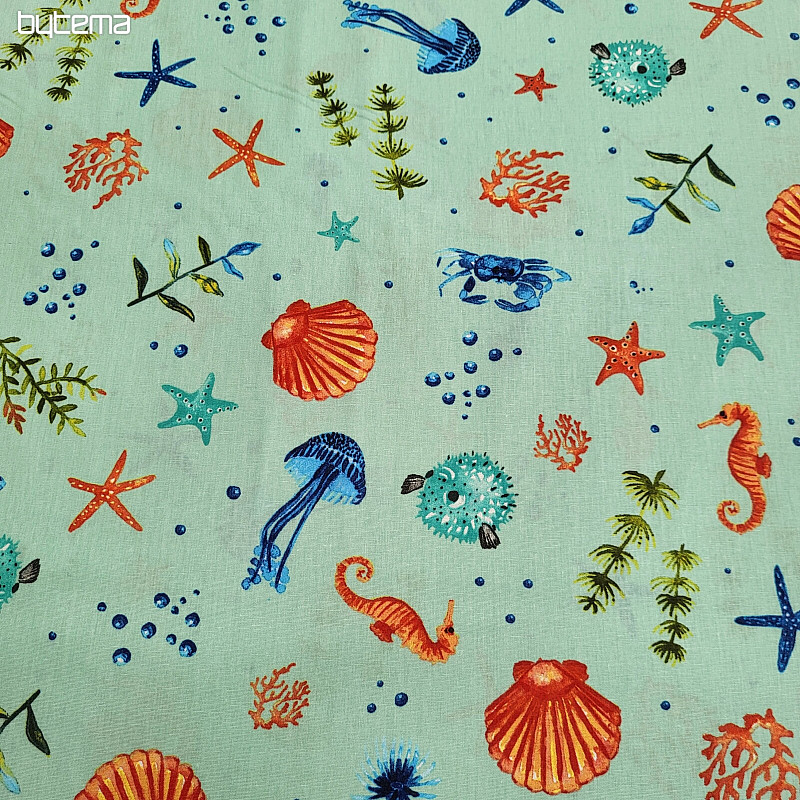 Tessuto decorativo SEAFOOD turchese