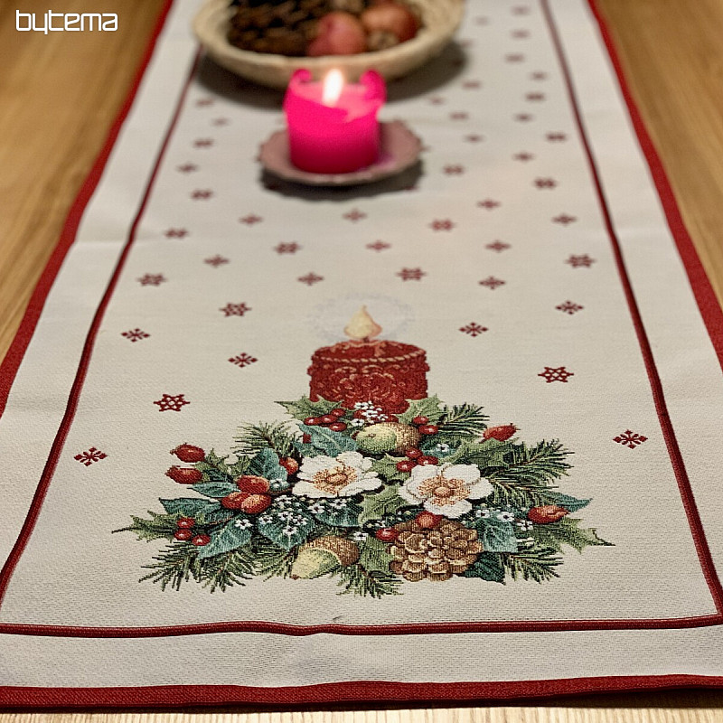 Tovaglia e sciarpa arazzo CANDELA DI NATALE