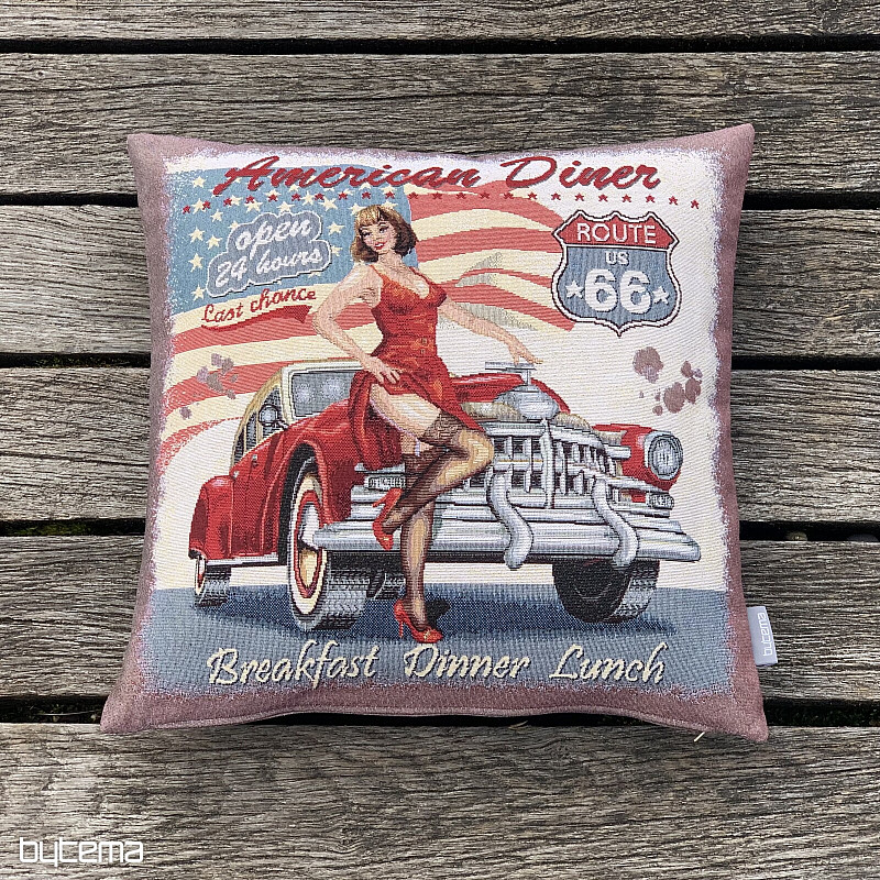 Fodera per cuscino con arazzo AMERICAN DINER ROUTE 66