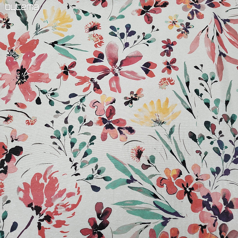 Tessuto decorativo ALENA fiori rossi