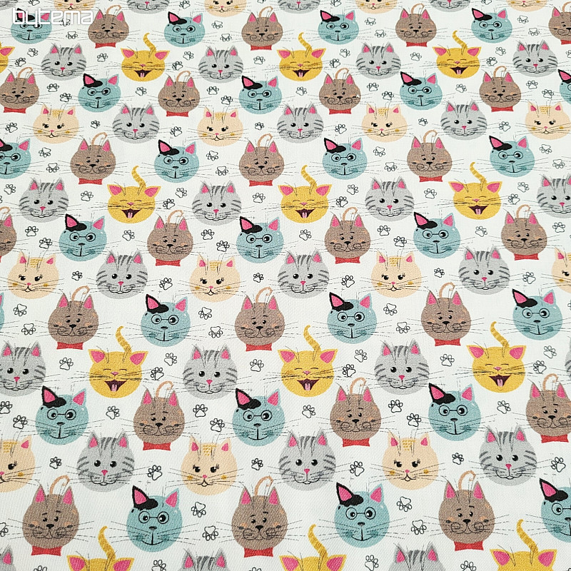 Stampa digitale CATS in rasatello di cotone per bambini