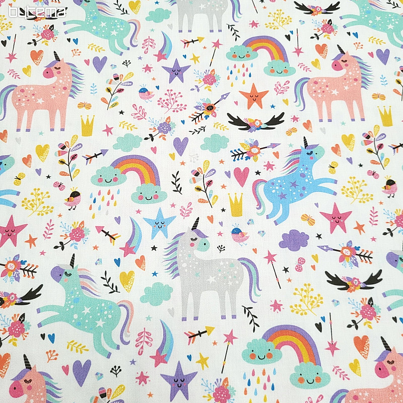 Raso di cotone per bambini UNICORNI digitali