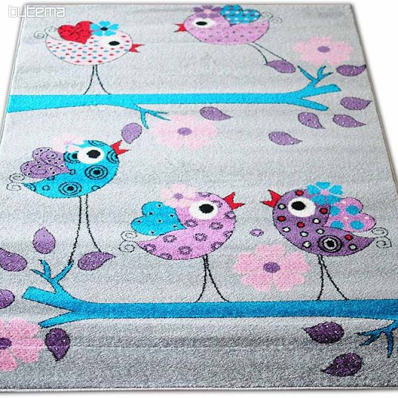 Tappeto per bambini BELLA BIRDS grigio