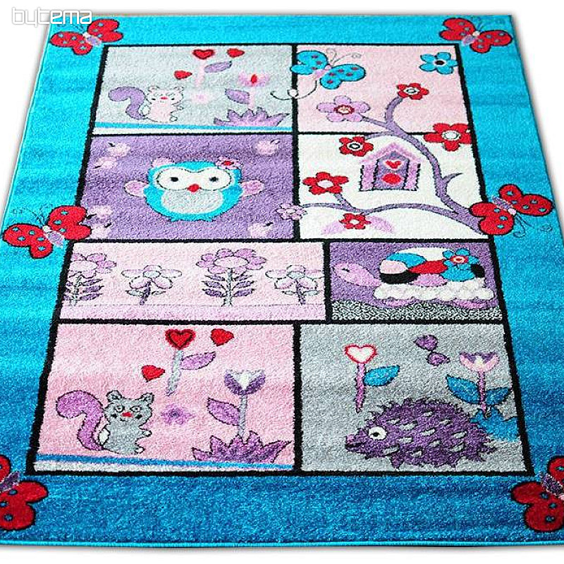 Tappeto per bambini ANIMALS turchese