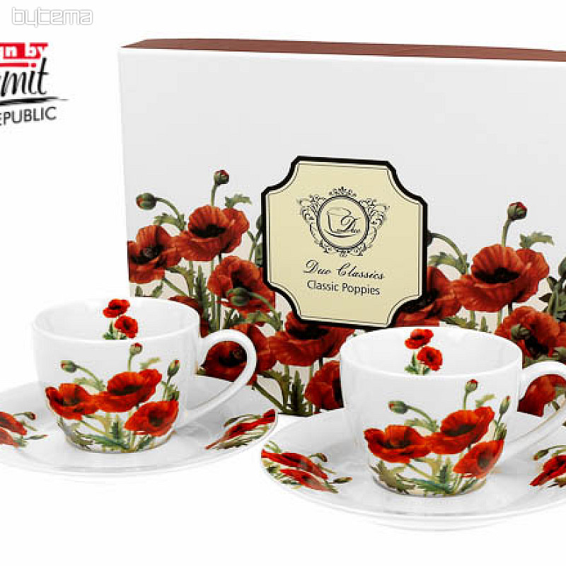 Set tazza e piattino classico papaveri 90 ml