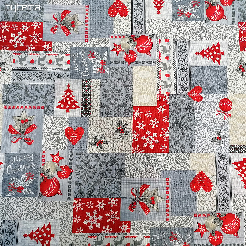 Tessuto decorativo PATCHWORK Natale grigio