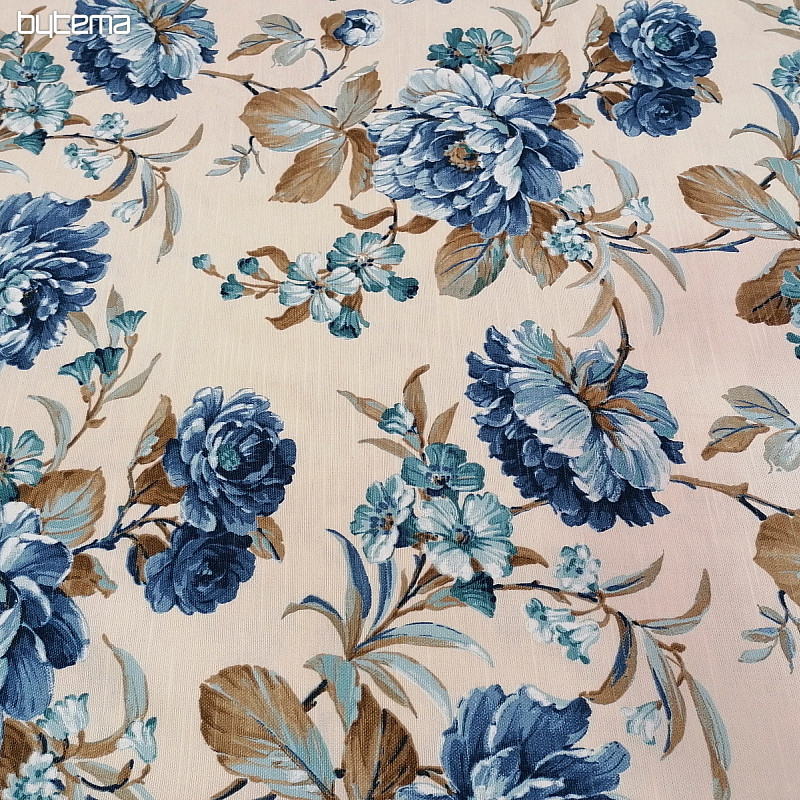 tessuto arredo LAURA - grandi fiori blu