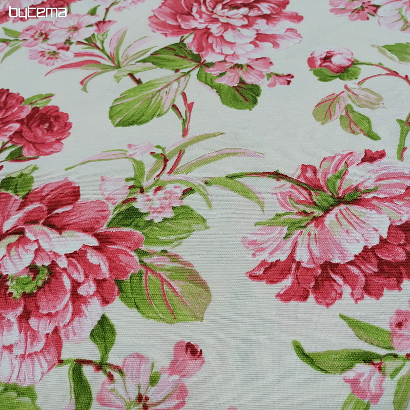 tessuto arredo LAURA - grandi fiori rosa