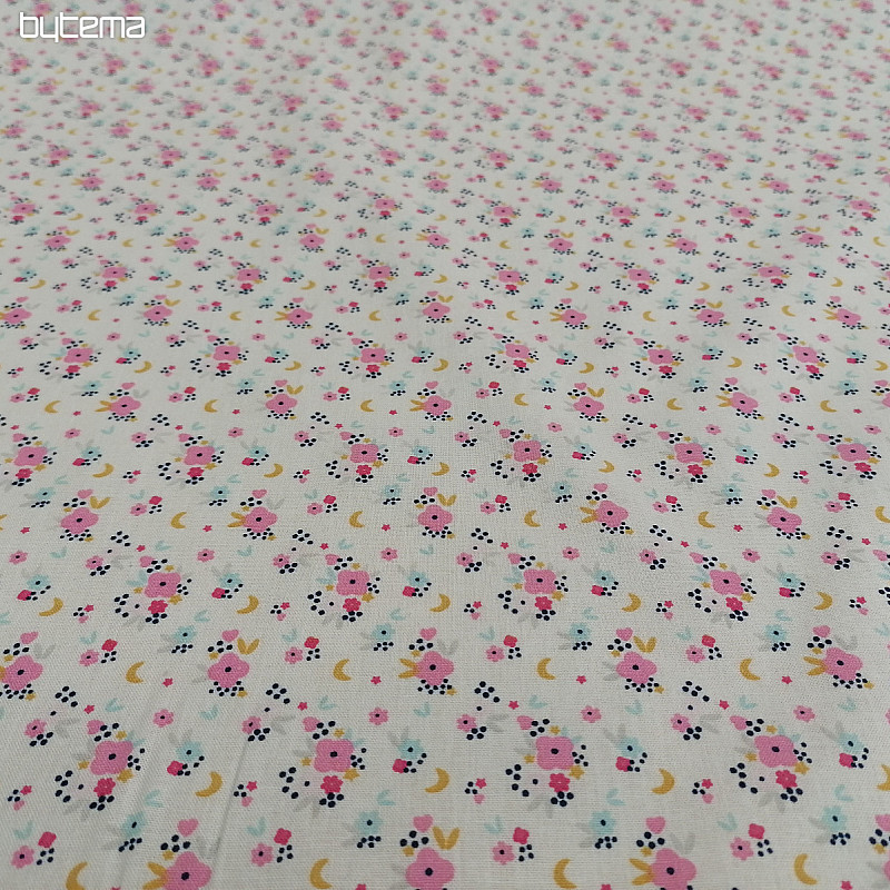 Tessuto di cotone FLEDI fiore rosa