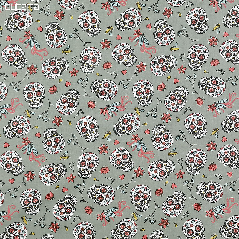 Tessuto di cotone SKULL kaki