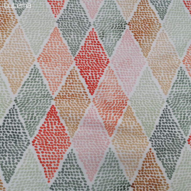Tessuto decorativo rombi rosso-verde