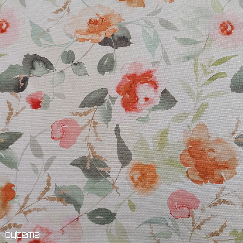 Tessuto decorativo FIORI arancione
