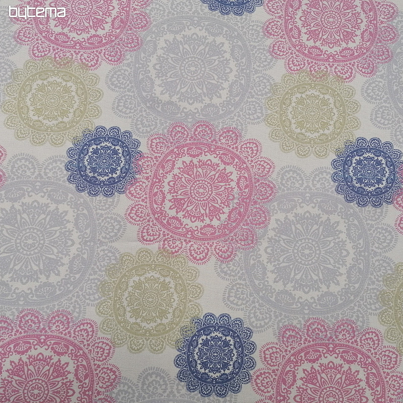 Tessuto decorativo MANDALA rosa-grigio